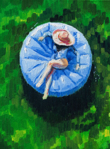 Echoes of Peace in Green and Blue by Warren Keating |   Closeup View of Artwork 