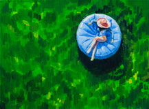 Original art for sale at UGallery.com | Echoes of Peace in Green and Blue by Warren Keating | $2,300 | oil painting | 18' h x 24' w | thumbnail 1