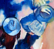 Original art for sale at UGallery.com | Hats and Shadows in Santa Fe by Warren Keating | $3,150 | oil painting | 24' h x 24' w | thumbnail 4