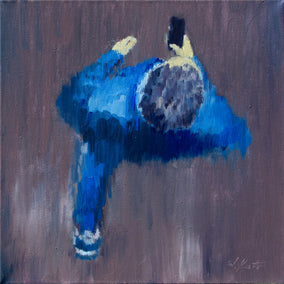 oil painting by Warren Keating titled Impressionist Overhead in Blue