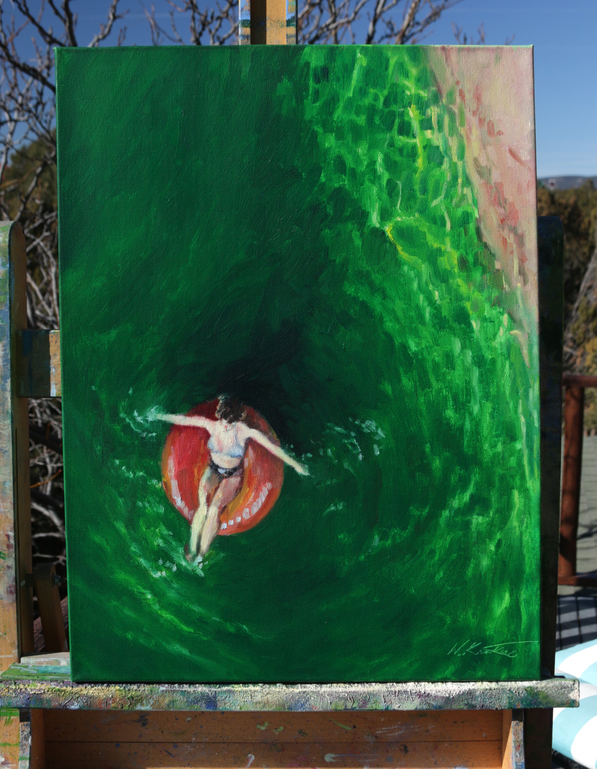 Serenity in Scarlet and Green by Warren Keating - oil painting | UGallery