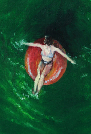 Serenity in Scarlet and Green by Warren Keating |   Closeup View of Artwork 