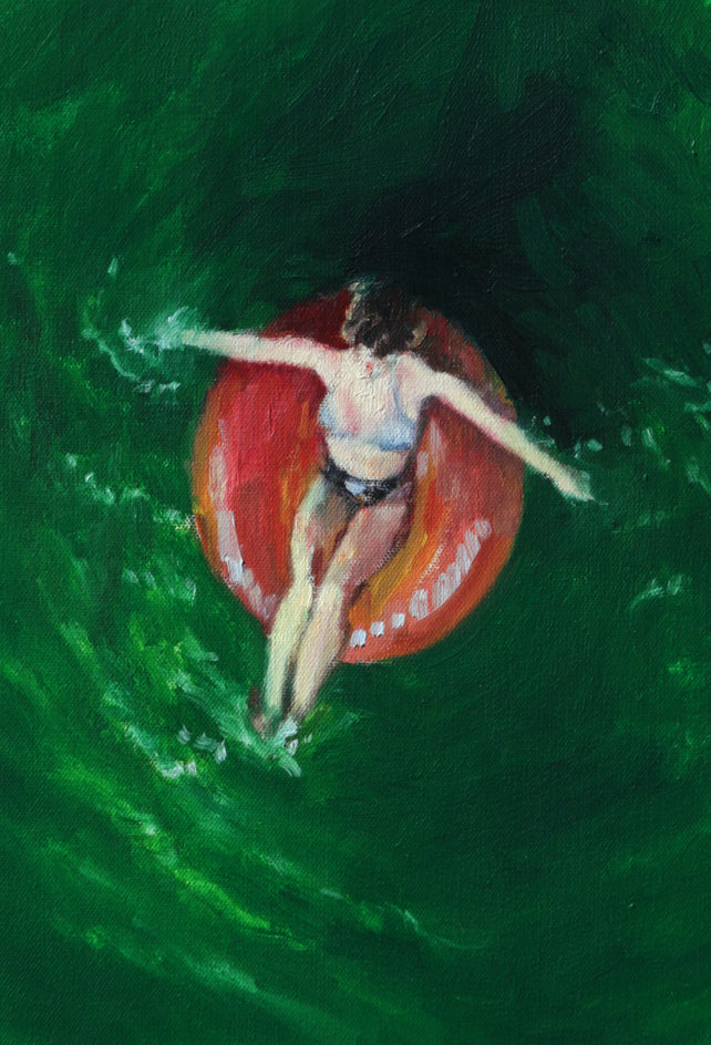 Serenity in Scarlet and Green by Warren Keating |  Closeup View of Artwork 