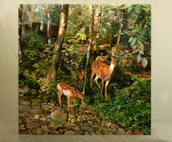 Original art for sale at UGallery.com | The Watchful Doe by Onelio Marrero | $2,375 | oil painting | 36' h x 36' w | thumbnail 3