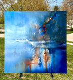 Original art for sale at UGallery.com | Blue Intuition by Yamilet Sempe | $3,700 | mixed media artwork | 36' h x 36' w | thumbnail 3