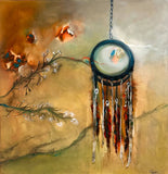 Original art for sale at UGallery.com | Trapped in Your Dreams by Yamilet Sempe | $2,200 | mixed media artwork | 36' h x 36' w | thumbnail 1