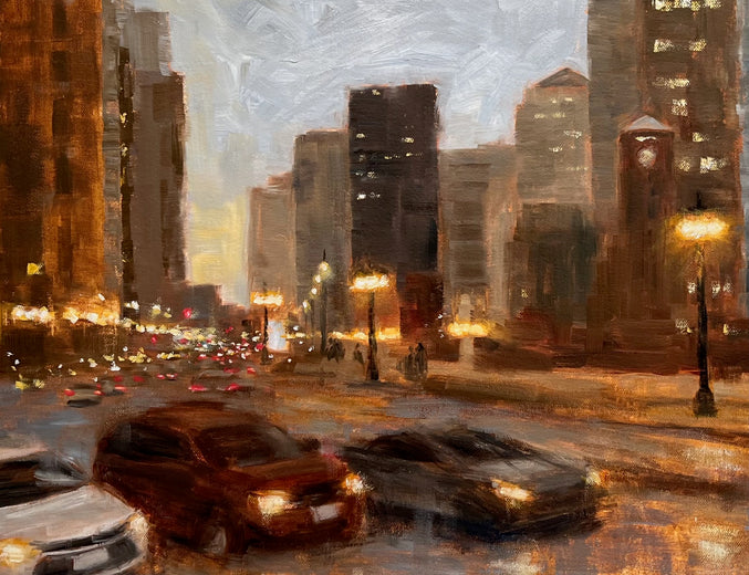 A Moment on Wacker Drive by Yangzi Xu |   Closeup View of Artwork 