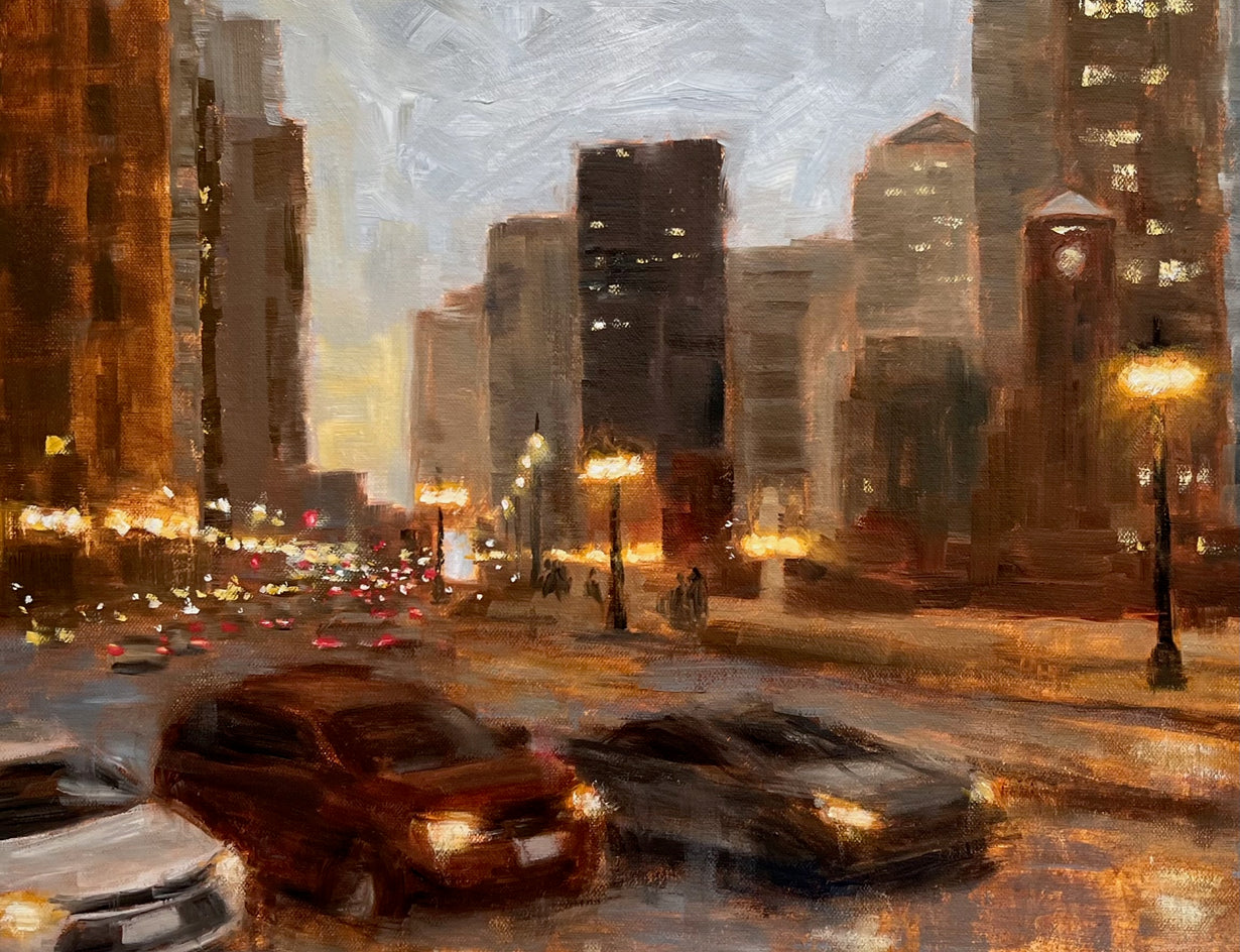 A Moment on Wacker Drive by Yangzi Xu |  Closeup View of Artwork 