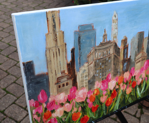 Magnificent Mile in Bloom by Yangzi Xu |  Side View of Artwork 