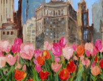 Original art for sale at UGallery.com | Magnificent Mile in Bloom by Yangzi Xu | $925 | oil painting | 16' h x 20' w | thumbnail 4