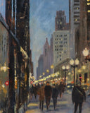 Original art for sale at UGallery.com | Michigan Ave Glow by Yangzi Xu | $950 | oil painting | 20' h x 16' w | thumbnail 4