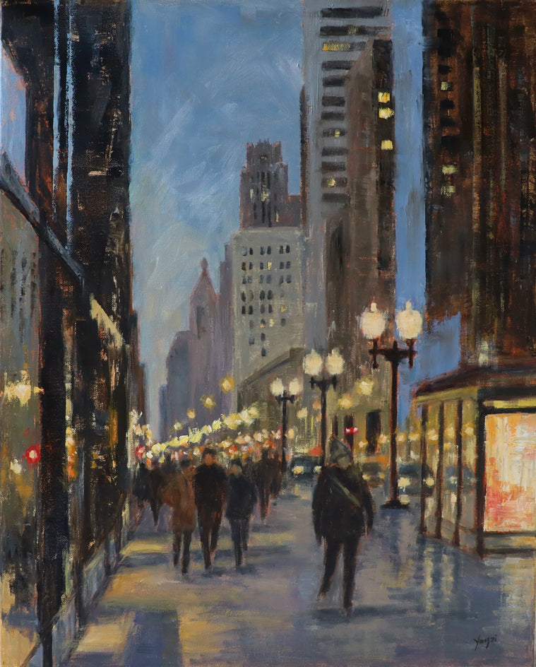 Michigan Ave Glow by Yangzi Xu |  Artwork Main Image 