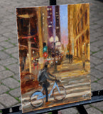 Original art for sale at UGallery.com | On a Winter’s Evening by Yangzi Xu | $450 | oil painting | 14' h x 11' w | thumbnail 2