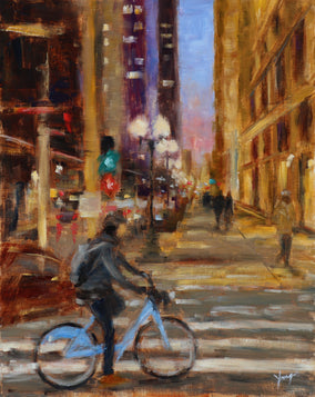 Original art for sale at UGallery.com | On a Winter’s Evening by Yangzi Xu | $450 | oil painting | 14' h x 11' w