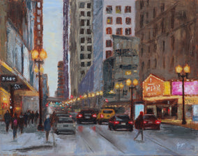 Original art for sale at UGallery.com | Twilight in the Loop by Yangzi Xu | $700 | oil painting | 16' h x 20' w
