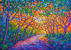 Original art for sale at UGallery.com | Autumn Forest by Tao Bai | $1,225 | oil painting | 20' h x 28' w