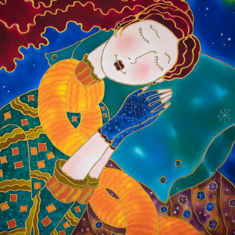 Cozy Winter Cat Nap by Yelena Sidorova |  Closeup View of Artwork 