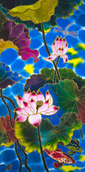 Original art for sale at UGallery.com | Friendly Fishes-3 by Yelena Sidorova | $600 | mixed media artwork | 24' h x 12' w