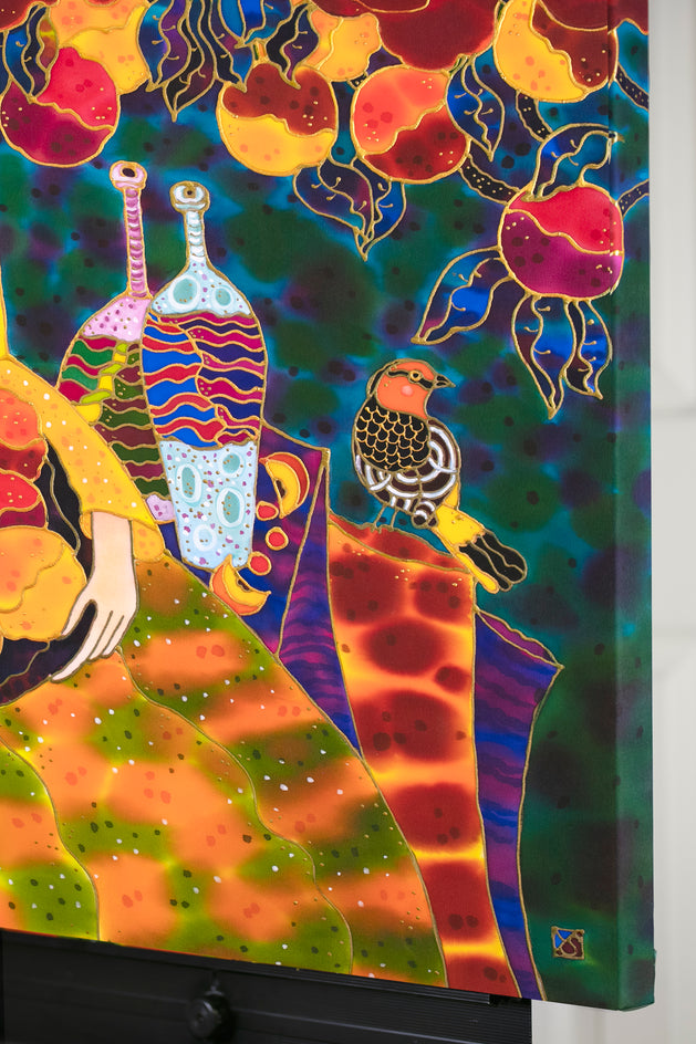 Peach Harvest Time by Yelena Sidorova |  Side View of Artwork 