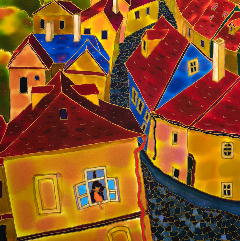 Red Roofs Prague - 3 by Yelena Sidorova |  Closeup View of Artwork 