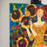 Original art for sale at UGallery.com | Sunflower Medley by Yelena Sidorova | $1,800 | mixed media artwork | 30' h x 30' w | thumbnail 2