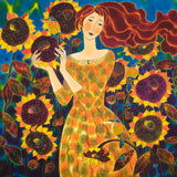 Original art for sale at UGallery.com | Sunflower Medley by Yelena Sidorova | $1,800 | mixed media artwork | 30' h x 30' w | thumbnail 1