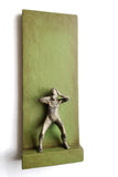 Original art for sale at UGallery.com | Small Being Standing on Green A by Yelitza Diaz | $575 | mixed media artwork | 20' h x 7.5' w | thumbnail 2