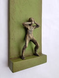 Original art for sale at UGallery.com | Small Being Standing on Green A by Yelitza Diaz | $575 | mixed media artwork | 20' h x 7.5' w | thumbnail 4