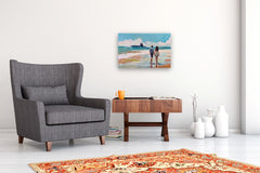 Original art for sale at UGallery.com | Long Walk on the Beach by Keith Thomson | $2,700 | oil painting | 16' h x 24' w | thumbnail 5