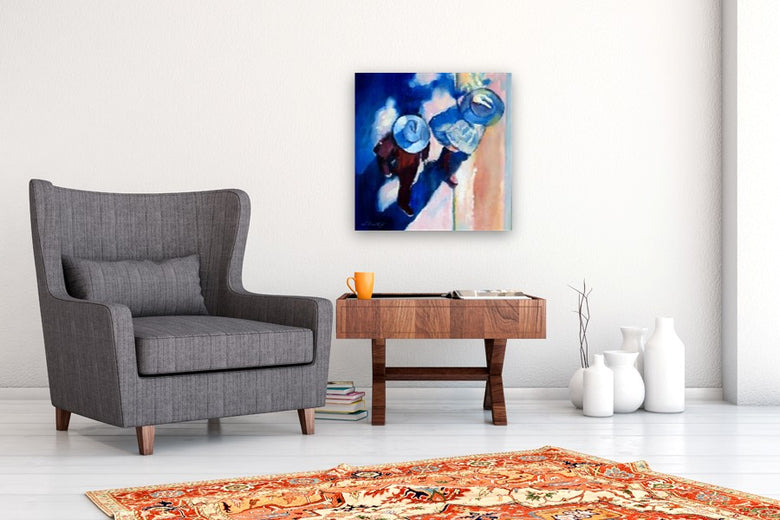 Hats and Shadows in Santa Fe by Warren Keating |  In Room View of Artwork 