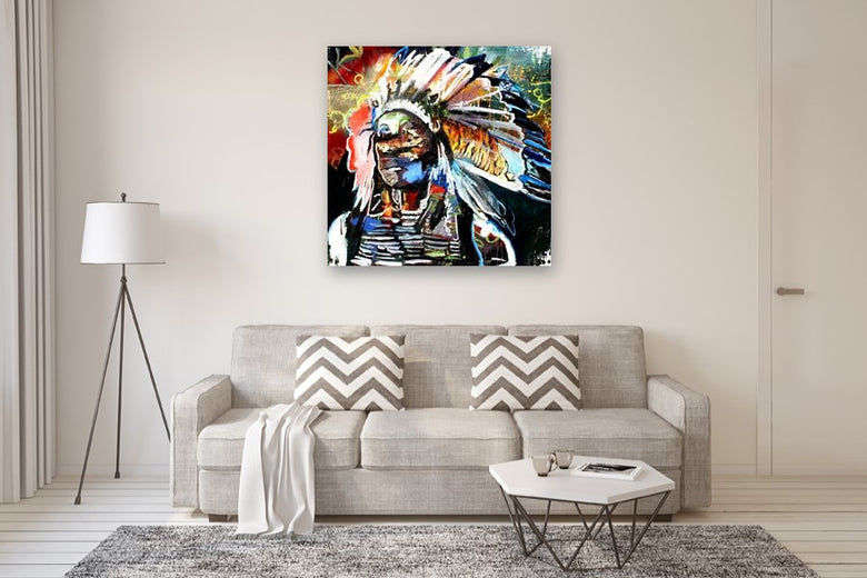 A Tiger Striped Feather by Scott Dykema |  In Room View of Artwork 