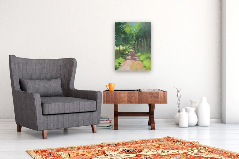 Tree-Lined Path by Janet Dyer |  In Room View of Artwork 