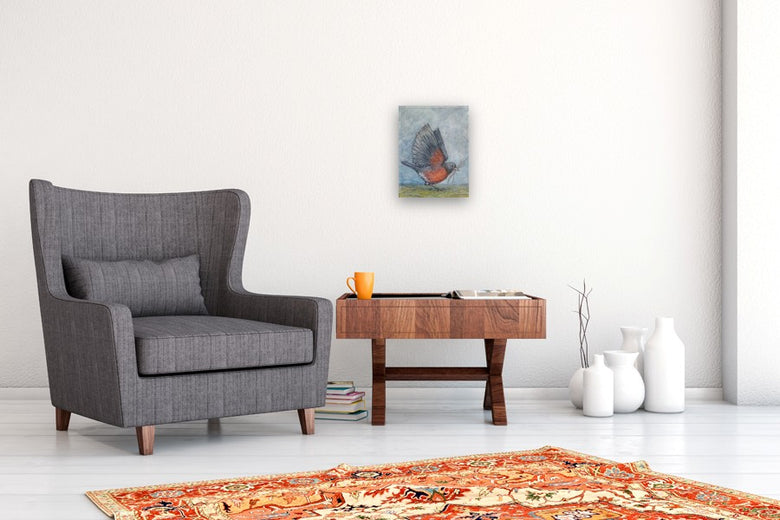 Off To Build My Nest by Jennifer Ross |  In Room View of Artwork 