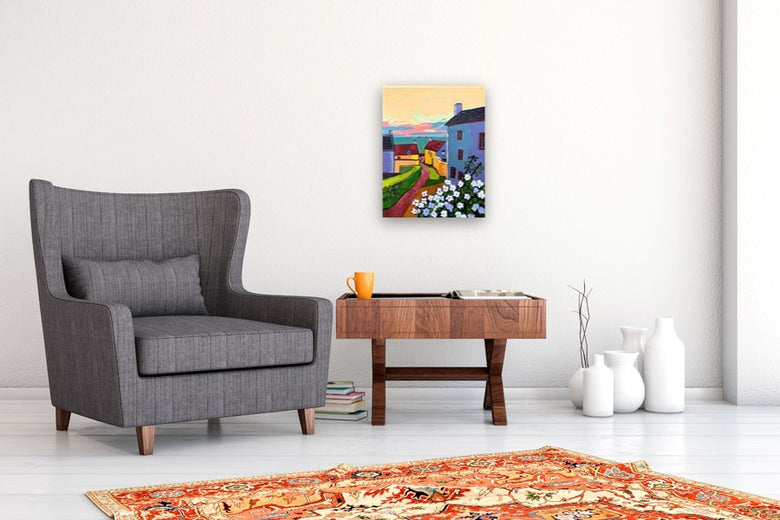 Seaside Village by Laura (Yi Zhen) Chen |  In Room View of Artwork 