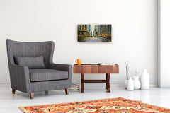 Original art for sale at UGallery.com | Manhattan Holiday Lights by Onelio Marrero | $925 | oil painting | 12' h x 24' w | thumbnail 5