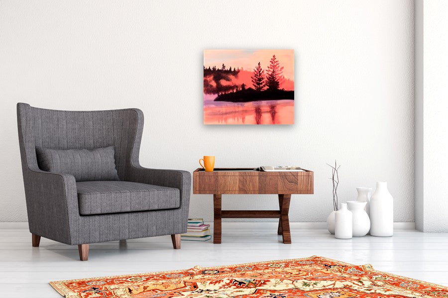Misty Morning at the Lake by JoAnn Golenia |  In Room View of Artwork 