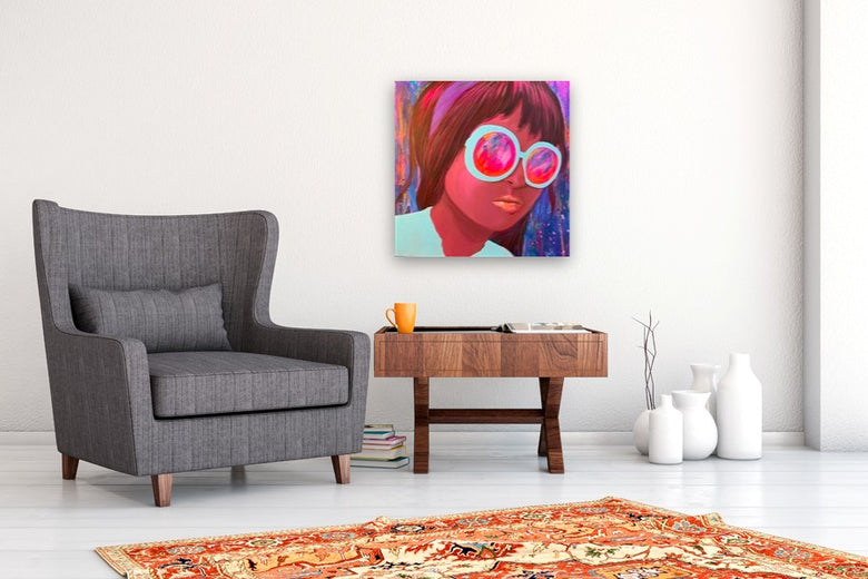 Shades in Hot Pink by Leticia Lacy |  In Room View of Artwork 