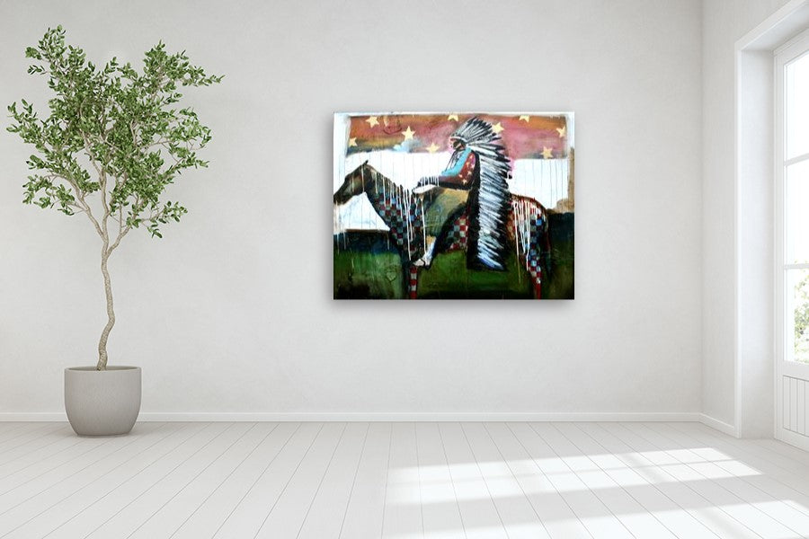 A Feathered Cape and Stars by Scott Dykema |  In Room View of Artwork 