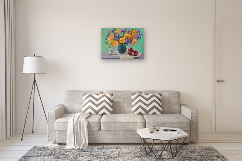 Garden Light: Vibrant Bloom by Gulshaba Abbasova |  In Room View of Artwork 