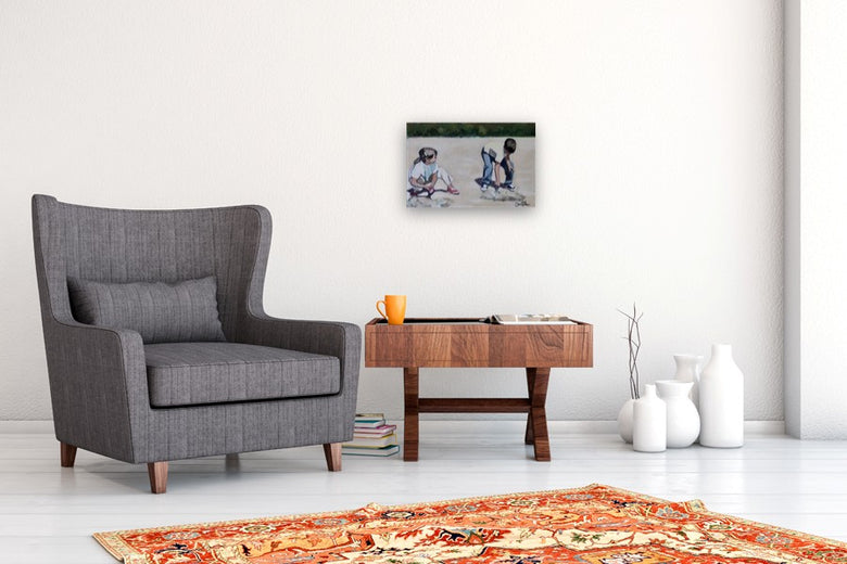 Exploring at the Beach by Carey Parks |  In Room View of Artwork 