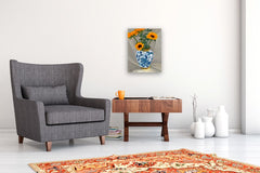 Original art for sale at UGallery.com | Sunflowers in Porcelain Vase by Karen d’Angeac Mihm | $950 | oil painting | 20' h x 16' w | thumbnail 5