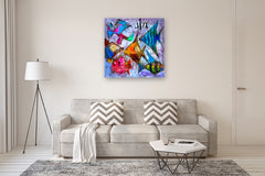 Original art for sale at UGallery.com | Reef Gathering by Allen Wittert | $2,050 | acrylic painting | 39.37' h x 39.37' w | thumbnail 5
