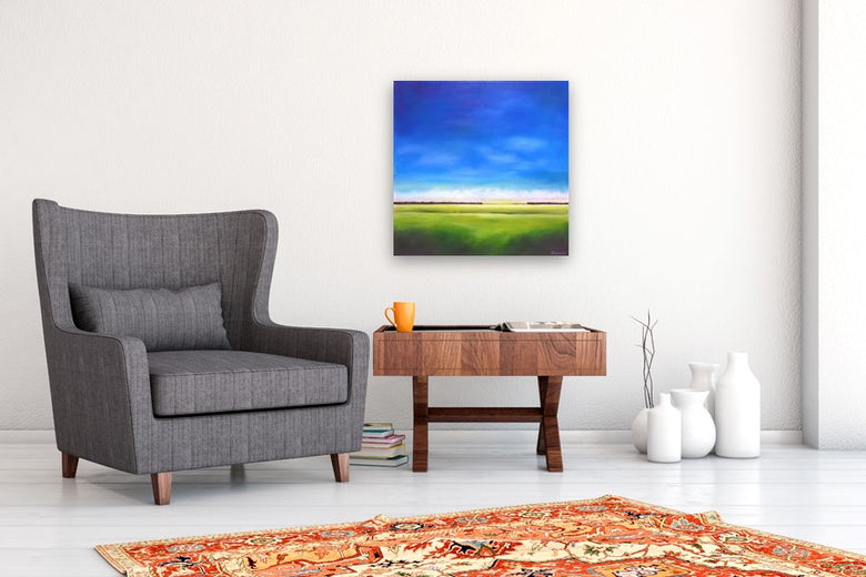 Blue Sky Marsh by Nancy Hughes Miller |  In Room View of Artwork 