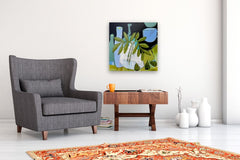 Original art for sale at UGallery.com | Ferns and Figs by Peg Belcastro | $900 | mixed media artwork | 24' h x 24' w | thumbnail 5