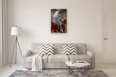 Original art for sale at UGallery.com | Young Diné by Duane Brown | $3,650 | oil painting | 36' h x 24' w | thumbnail 5