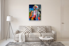 Original art for sale at UGallery.com | A Seated Chief by Scott Dykema | $3,675 | mixed media artwork | 40' h x 30' w | thumbnail 5