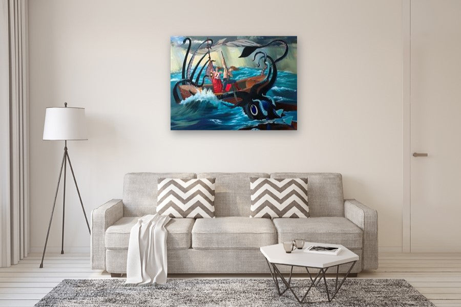 The Angry Sea - Special Commission by Jesse Aldana |  In Room View of Artwork 