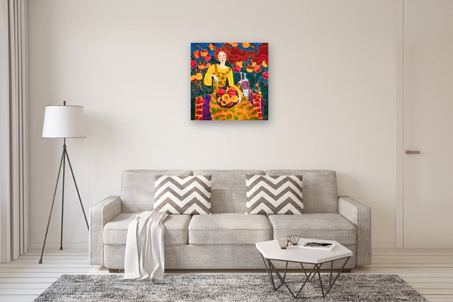 Peach Harvest Time by Yelena Sidorova |  In Room View of Artwork 