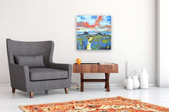 Original art for sale at UGallery.com | View of the Marsh by Kip Decker | $975 | acrylic painting | 24' h x 24' w | thumbnail 5