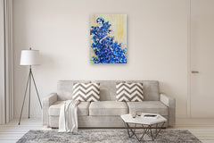 Original art for sale at UGallery.com | Woman in a Blue Dress by Diana Elena Chelaru | $2,475 | acrylic painting | 40' h x 30' w | thumbnail 5